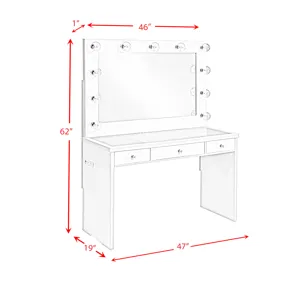 Ariana Complete Dressing Table with Lightbulbs