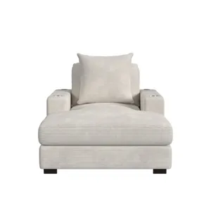Arizona Chaise with 1 Pillow 20\", 2 Cupholders and 2 USB in Steno Beige