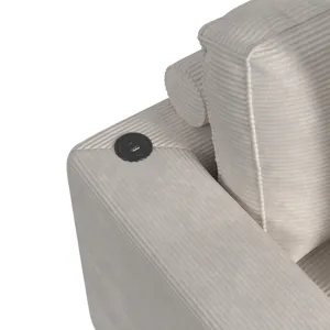 Arizona Chaise with 1 Pillow 20\", 2 Cupholders and 2 USB in Steno Beige