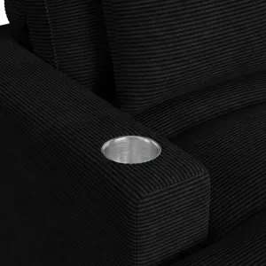 Arizona Chaise with 1 Pillow 20\", 2 Cupholders and 2 USB in Steno Black