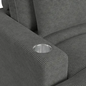 Arizona Chaise with 1 Pillow 20\", 2 Cupholders and 2 USB in Steno Charcoal