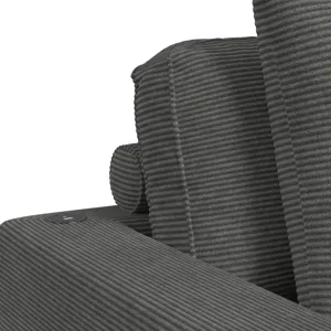 Arizona Chaise with 1 Pillow 20\", 2 Cupholders and 2 USB in Steno Charcoal