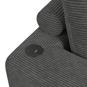 Arizona Chaise with 1 Pillow 20\", 2 Cupholders and 2 USB in Steno Charcoal