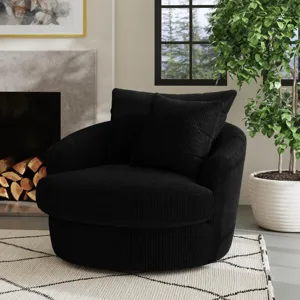 Arizona Swivel Chair with 1 Pillow 20\" in Steno Black