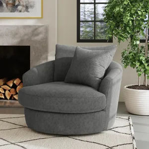 Arizona Swivel Chair with 1 pillow 20\" in Steno Charcoal