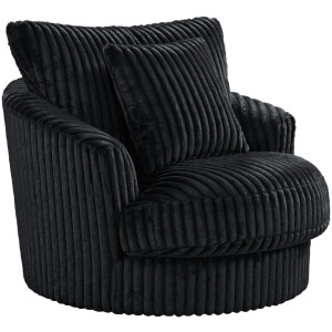 Arizona Swivel Chair with 1 Pillow 20” in Grand Cord Black