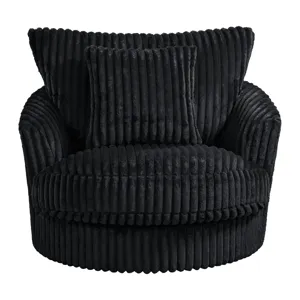 Arizona Swivel Chair with 1 Pillow 20” in Grand Cord Black