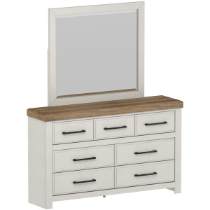 Artisan Dresser and Mirror Set in Natural and Off-White