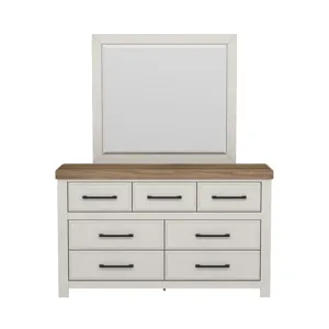 Artisan Dresser and Mirror Set in Natural and Off-White