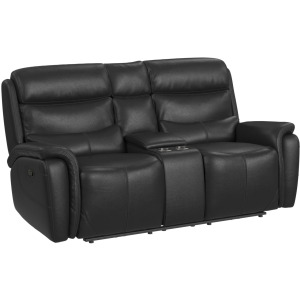 Aruba Motion Loveseat with Console in Pebble Black