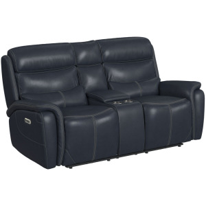 Aruba Power Motion Loveseat with Power Headrest and Console in Pebble Navy