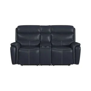 Aruba Power Motion Loveseat with Power Headrest and Console in Pebble Navy