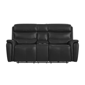 Aruba Motion Loveseat with Console in Pebble Black