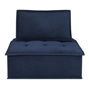 Paxton Armless Chair In Columbia Navy with match welt