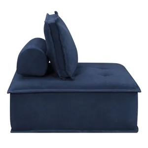 Paxton Armless Chair In Columbia Navy with match welt