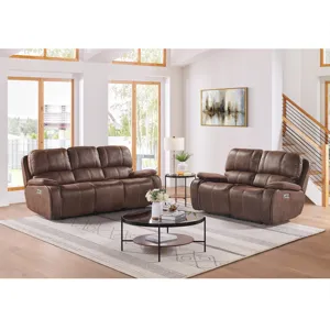 Atlantis Power Motion Loveseat with Power Motion Head Recliner in Heritage Brown
