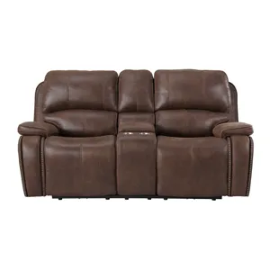 Atlantis Power Motion Loveseat with Power Motion Head Recliner & Console in Heritage Brown
