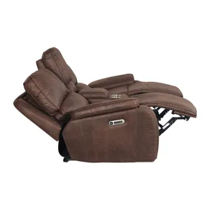 Atlantis Power Motion Loveseat with Power Motion Head Recliner & Console in Heritage Brown