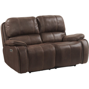 Atlantis Power Motion Loveseat with Power Motion Head Recliner in Heritage Coffee