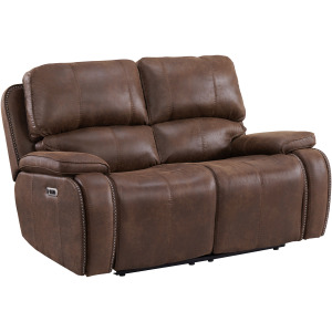 Atlantis Power Motion Loveseat with Power Motion Head Recliner in Heritage Brown