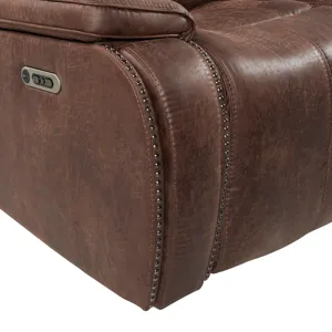 Atlantis Power Motion Loveseat with Power Motion Head Recliner in Heritage Brown