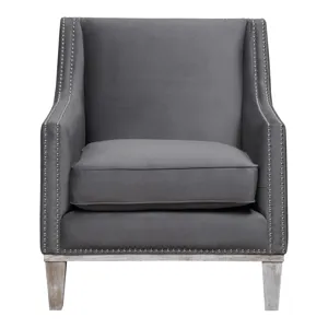 Augusta 16038 Chair W/Wood Leg Distressed Otto Charcoal F231(ISTA 3 packaging)
