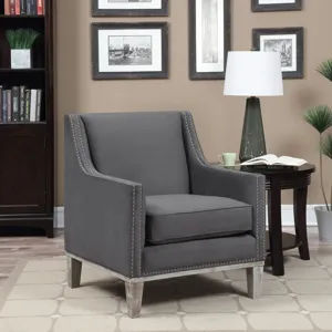Augusta 16038 Chair W/Wood Leg Distressed Otto Charcoal F231(ISTA 3 packaging)