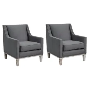 Augusta 16038 Chair W/Wood Leg Distressed Otto Charcoal F231(ISTA 3 packaging)