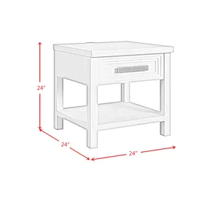 Avalanche End Table with USB in Antique White