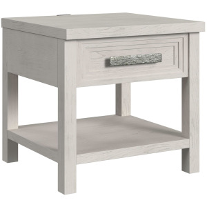 Avalanche End Table with USB in Antique White