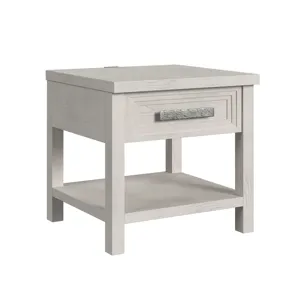 Avalanche End Table with USB in Antique White