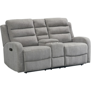 Avanti Motion Loveseat with Console in Whiskers Nature Grey