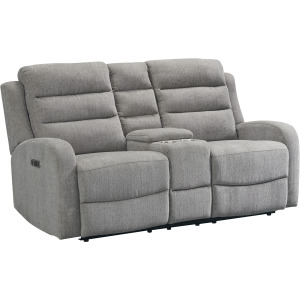 Avanti Power Motion Loveseat with Console in Whiskers Nature Grey