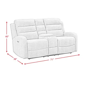 Avanti Power Motion Loveseat with Power Motion Head Recliner & Console in Whiskers PU Brown