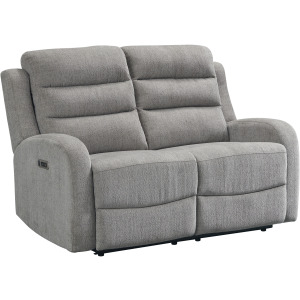 Avanti Power Motion Loveseat with Power Motion Head Recliner in Whiskers Nature Grey