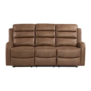 Avanti Power Motion Sofa with Power Motion Head Recliner in Whiskers PU Brown