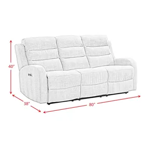 Avanti Power Motion Sofa with Power Motion Head Recliner in Whiskers PU Brown