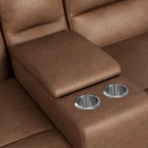 Avanti Power Motion Loveseat with Power Motion Head Recliner & Console in Whiskers PU Brown