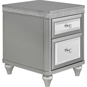 Avril Chairside Table with Power/USB in Silver