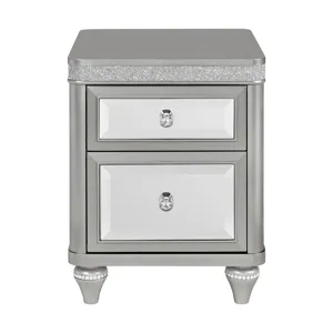 Avril Chairside Table with Power/USB in Silver