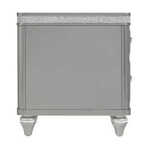 Avril Chairside Table with Power/USB in Silver