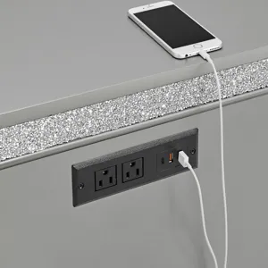 Avril Chairside Table with Power/USB in Silver