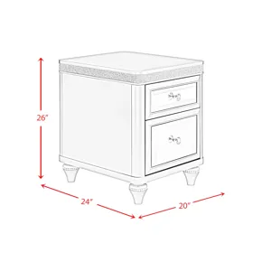 Avril Chairside Table with Power/USB in Silver