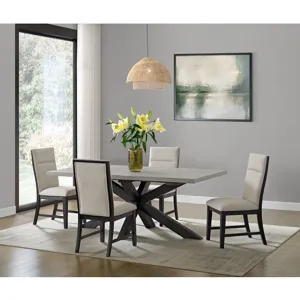 Axel Rectangular Dining Table with Light Grey Top & 18\" Leaf in Espresso