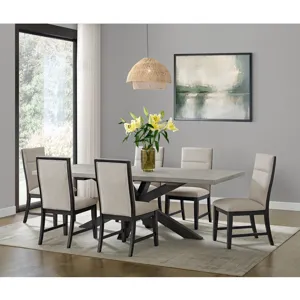 Axel Rectangular Dining Table with Light Grey Top & 18\" Leaf in Espresso