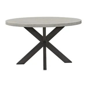 Axel Round Dining Table with Light Grey Top in Espresso