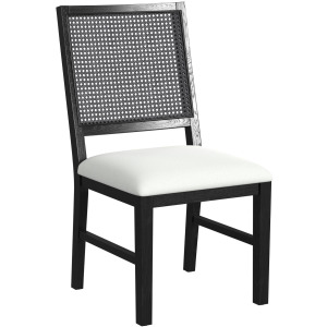 Bahama Breeze Dining Chair with White Fabric in Black (2 Per Carton)