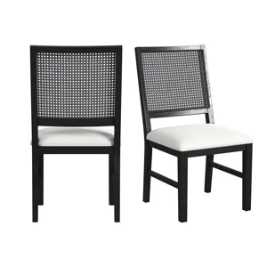 Bahama Breeze Dining Chair with White Fabric in Black (2 Per Carton)
