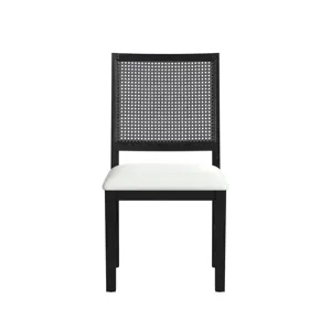 Bahama Breeze Dining Chair with White Fabric in Black (2 Per Carton)
