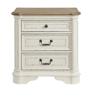 Bellevue 3-Drawer Nightstand with USB in Walnut and Antique White